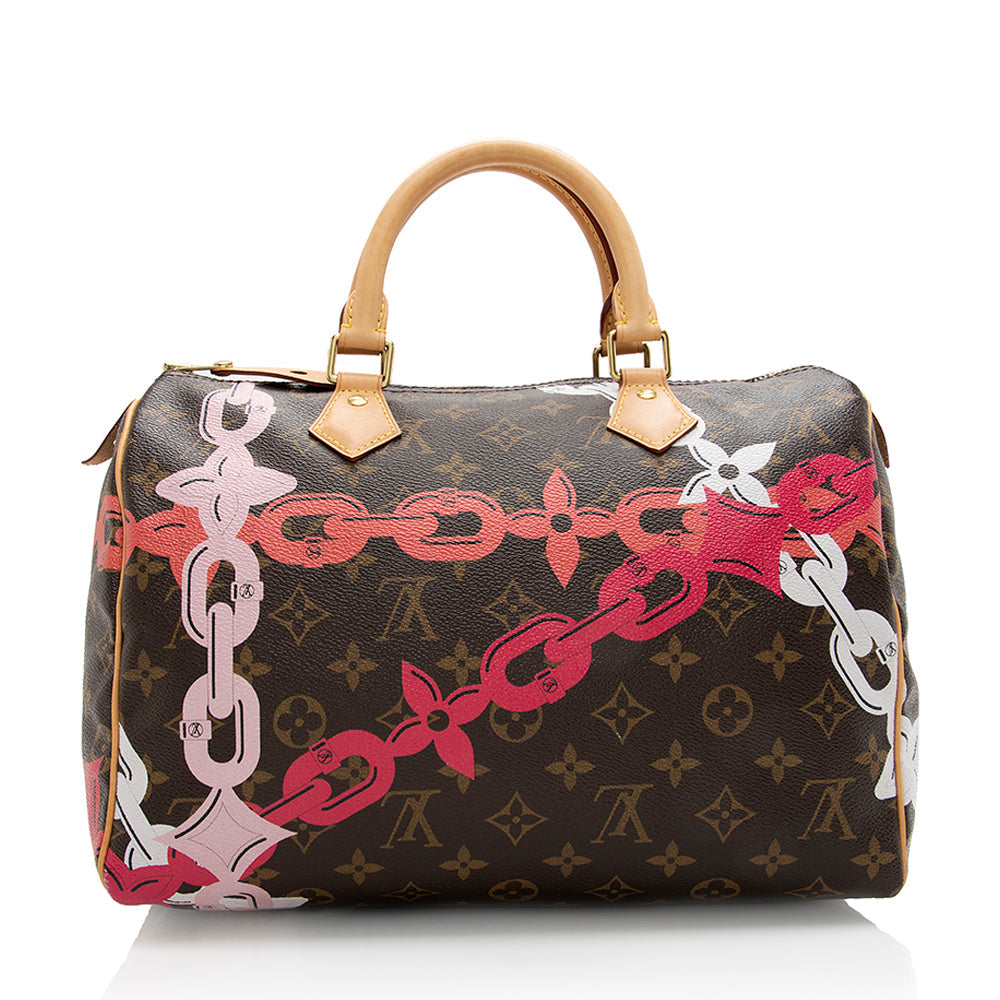 Louis Vuitton Limited Edition Monogram Canvas Chain Flower Speedy 30 Satchel - photo 3
