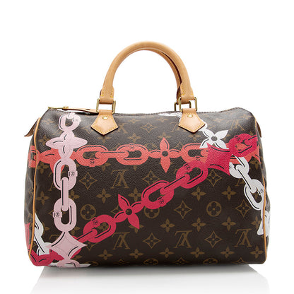 Louis Vuitton Limited Edition Monogram Canvas Chain Flower Speedy 30 Satchel - photo 3