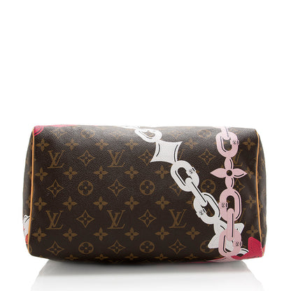 Louis Vuitton Limited Edition Monogram Canvas Chain Flower Speedy 30 Satchel - photo 4