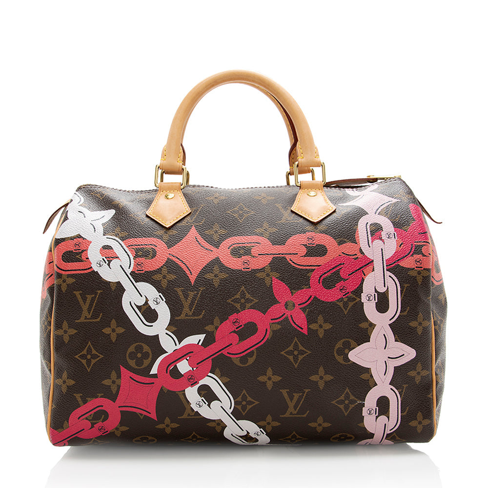 Louis Vuitton Limited Edition Monogram Canvas Chain Flower Speedy 30 Satchel - photo 1