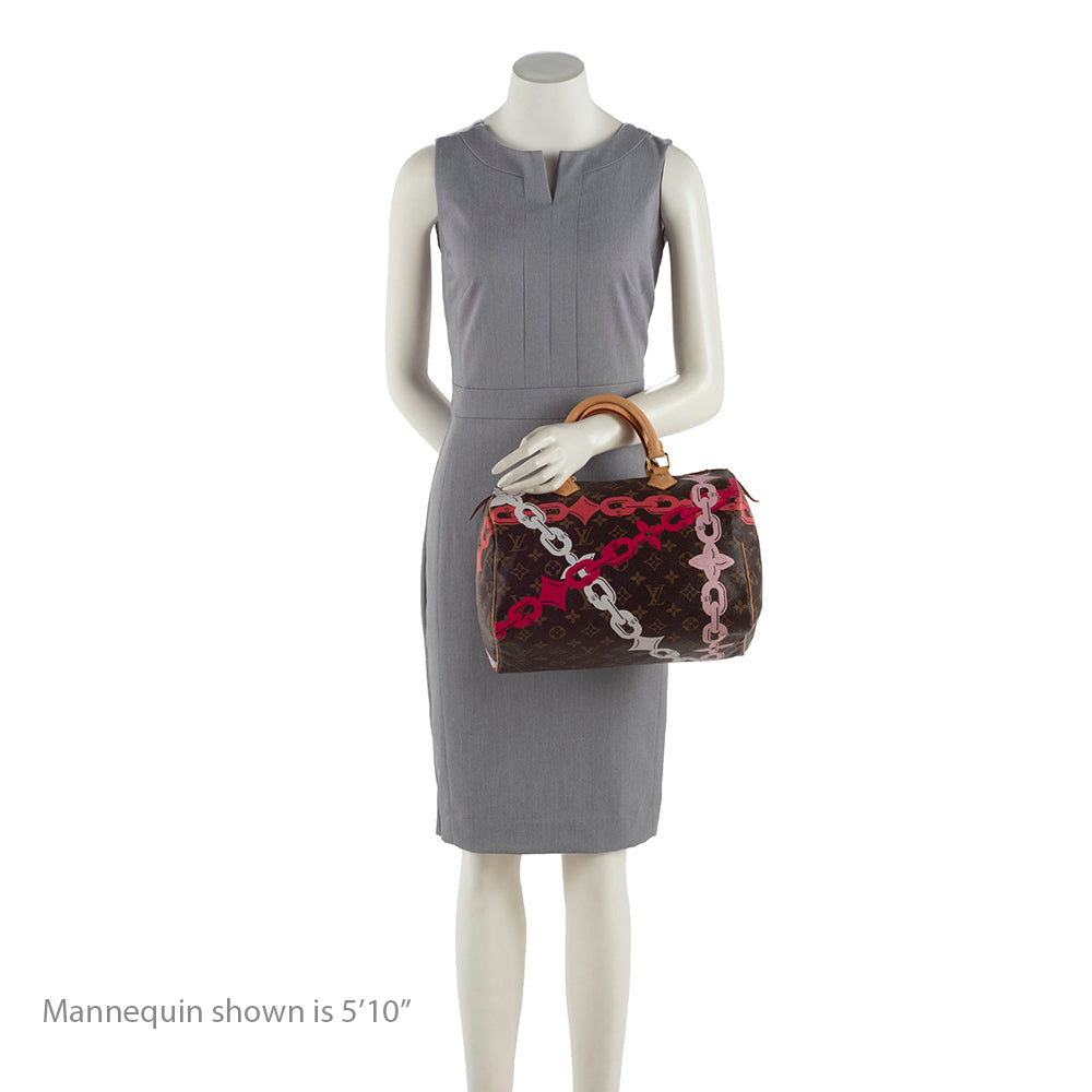 Louis Vuitton Limited Edition Monogram Canvas Chain Flower Speedy 30 Satchel - photo 5