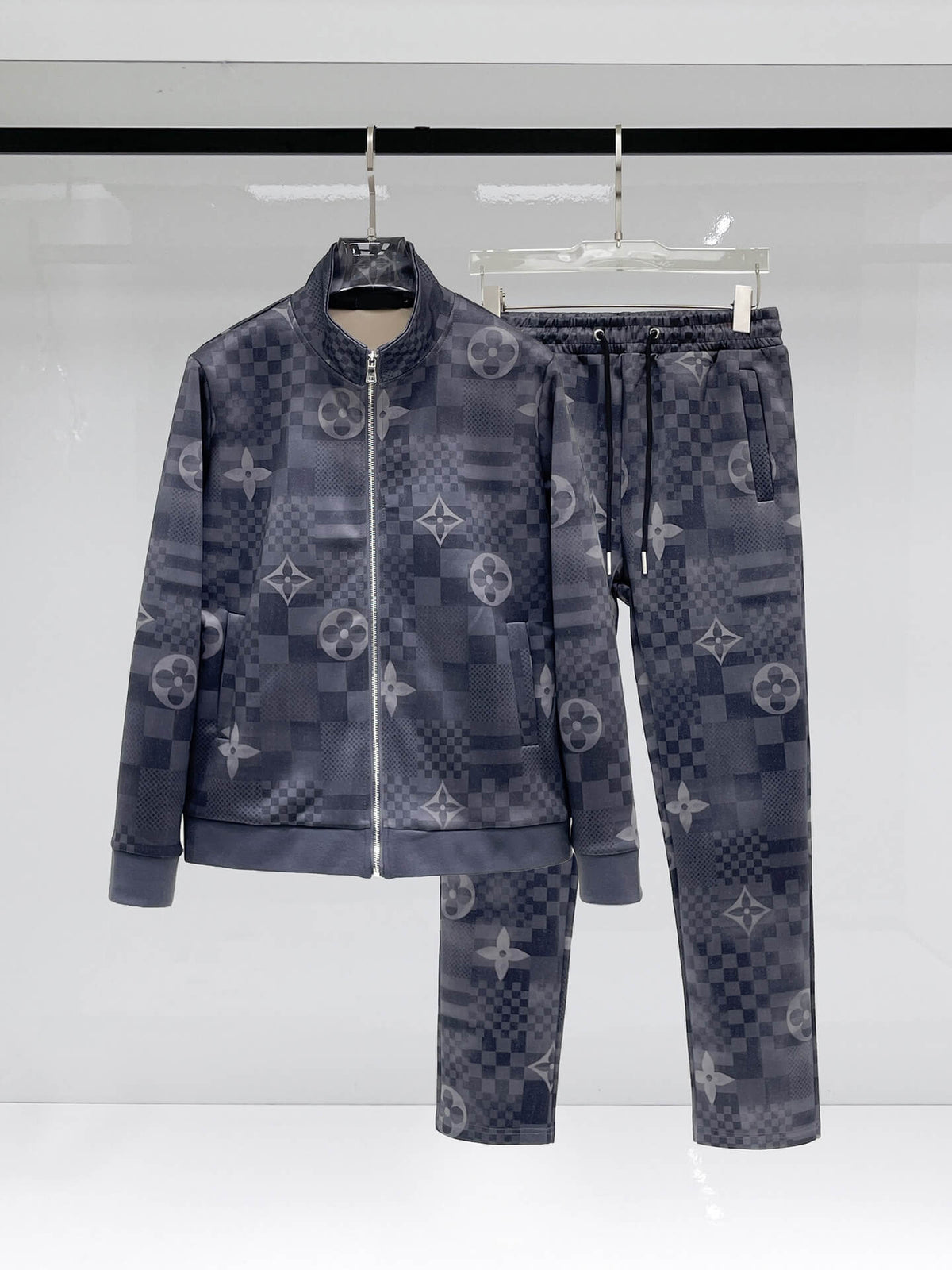 Louis Vuitton Monogram Patchwork Technical Jersey Tracksuit Grey Blue - photo 1
