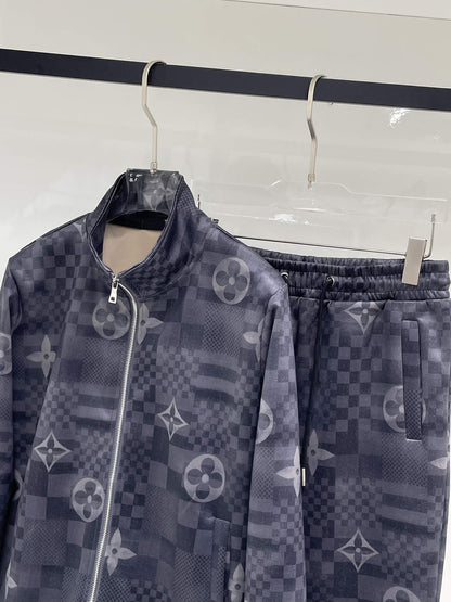 Louis Vuitton Monogram Patchwork Technical Jersey Tracksuit Grey Blue - photo 4