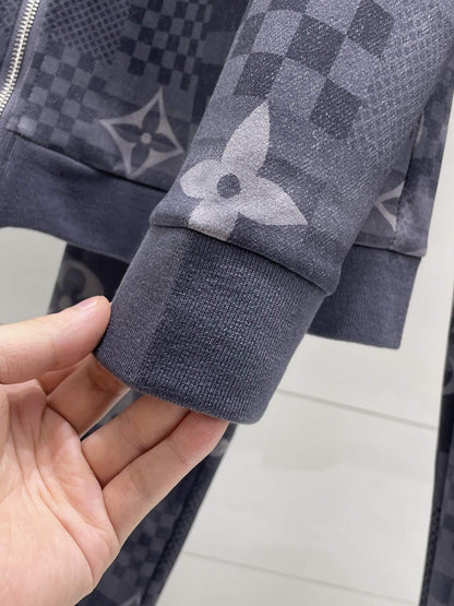 Louis Vuitton Monogram Patchwork Technical Jersey Tracksuit Grey Blue - photo 5