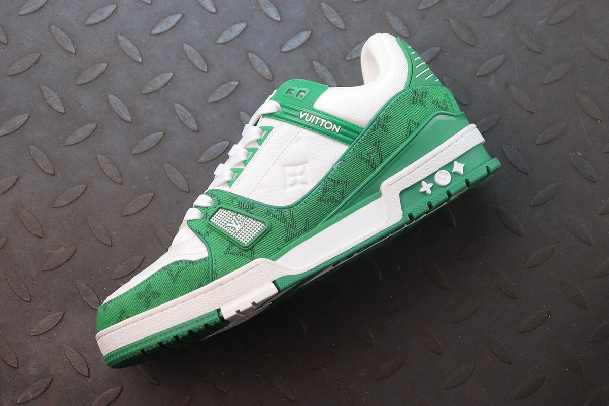 Louis Vuitton Monogram Trainer Green White Denim Sneakers - photo 3