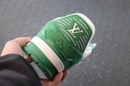 Louis Vuitton Monogram Trainer Green White Denim Sneakers - photo 8
