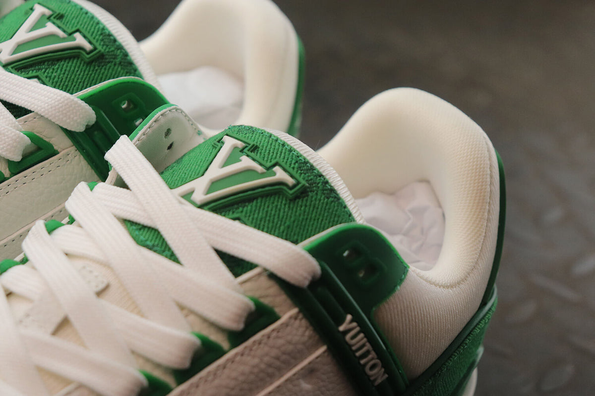 Louis Vuitton Monogram Trainer Green White Denim Sneakers - photo 9