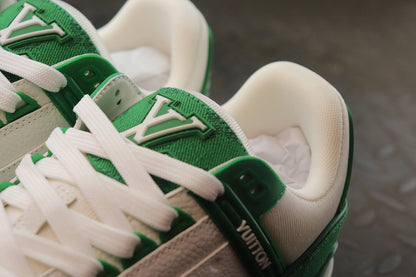 Louis Vuitton Monogram Trainer Green White Denim Sneakers - photo 9