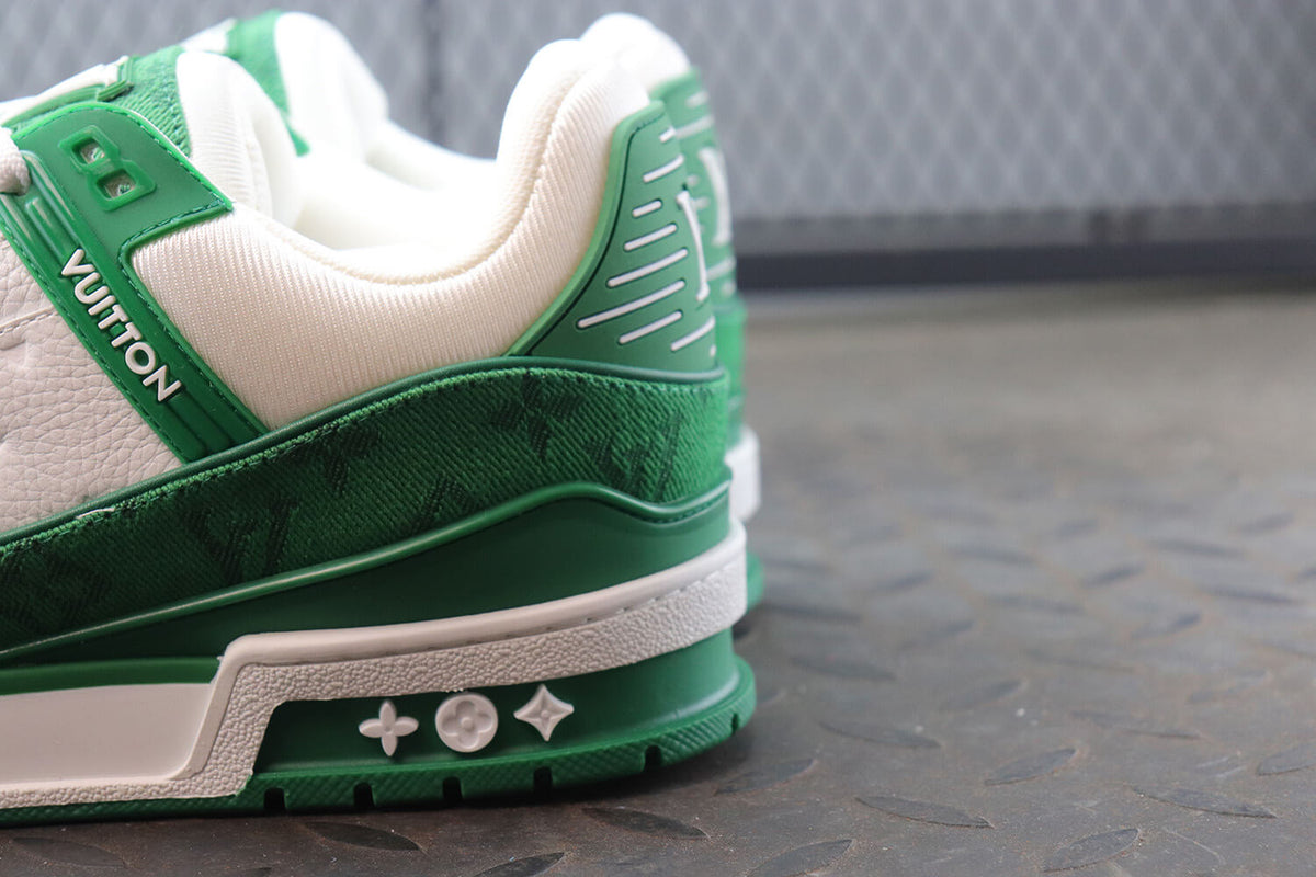 Louis Vuitton Monogram Trainer Green White Denim Sneakers - photo 5