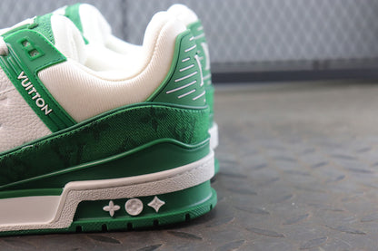 Louis Vuitton Monogram Trainer Green White Denim Sneakers - photo 5