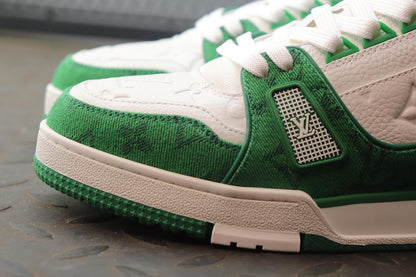 Louis Vuitton Monogram Trainer Green White Denim Sneakers - photo 6