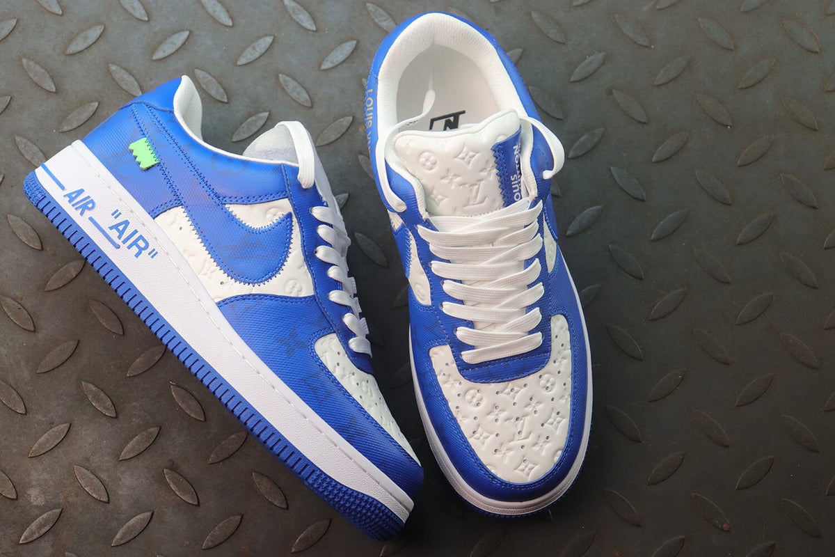 Louis Vuitton X Nike Air Force 1 Low Blue White Sneakers - image 9