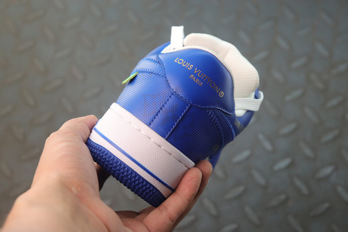 Louis Vuitton X Nike Air Force 1 Low Blue White Sneakers - image 4