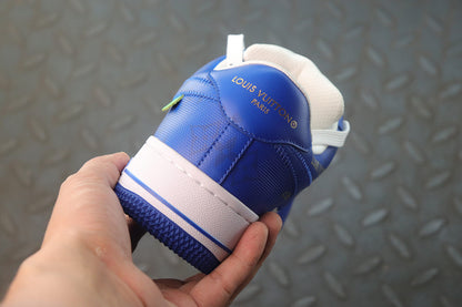 Louis Vuitton X Nike Air Force 1 Low Blue White Sneakers - image 4