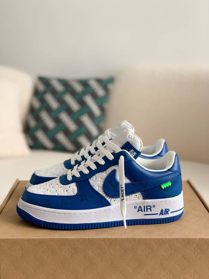 Louis Vuitton X Nike Air Force 1 Low Blue White Sneakers - image 1