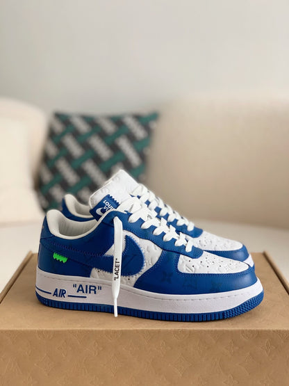Louis Vuitton X Nike Air Force 1 Low Blue White Sneakers - image 2