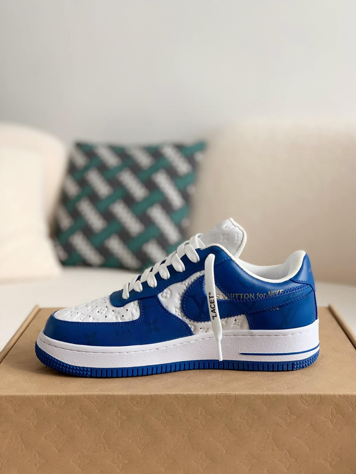 Louis Vuitton X Nike Air Force 1 Low Blue White Sneakers - image 12