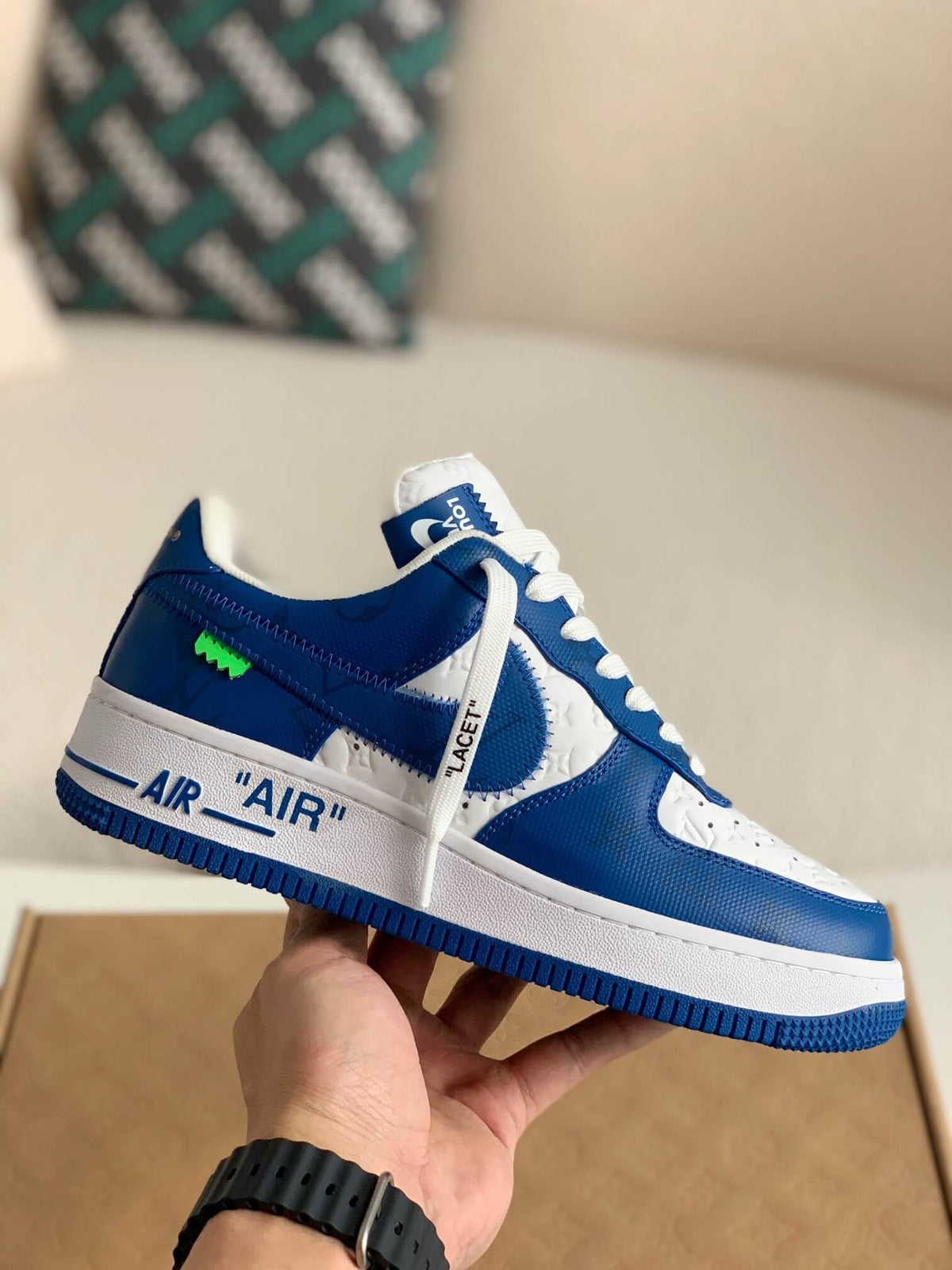 Louis Vuitton X Nike Air Force 1 Low Blue White Sneakers - image 3