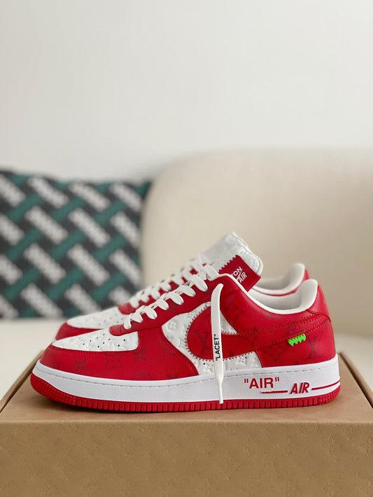 Louis Vuitton x Nike Air Force 1 Low Red White Monogram - image 1