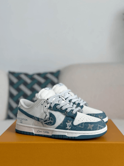 Louis Vuitton x Nike SB Dunk Low White Blue Monogram Denim - image 5