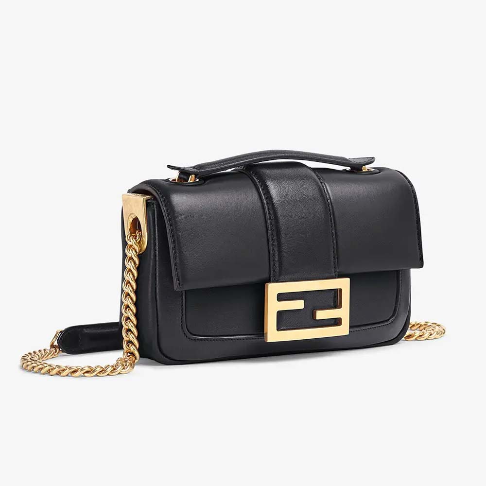 Fendi Mini Baguette Chain Black Nappa Leather Bag - photo 1