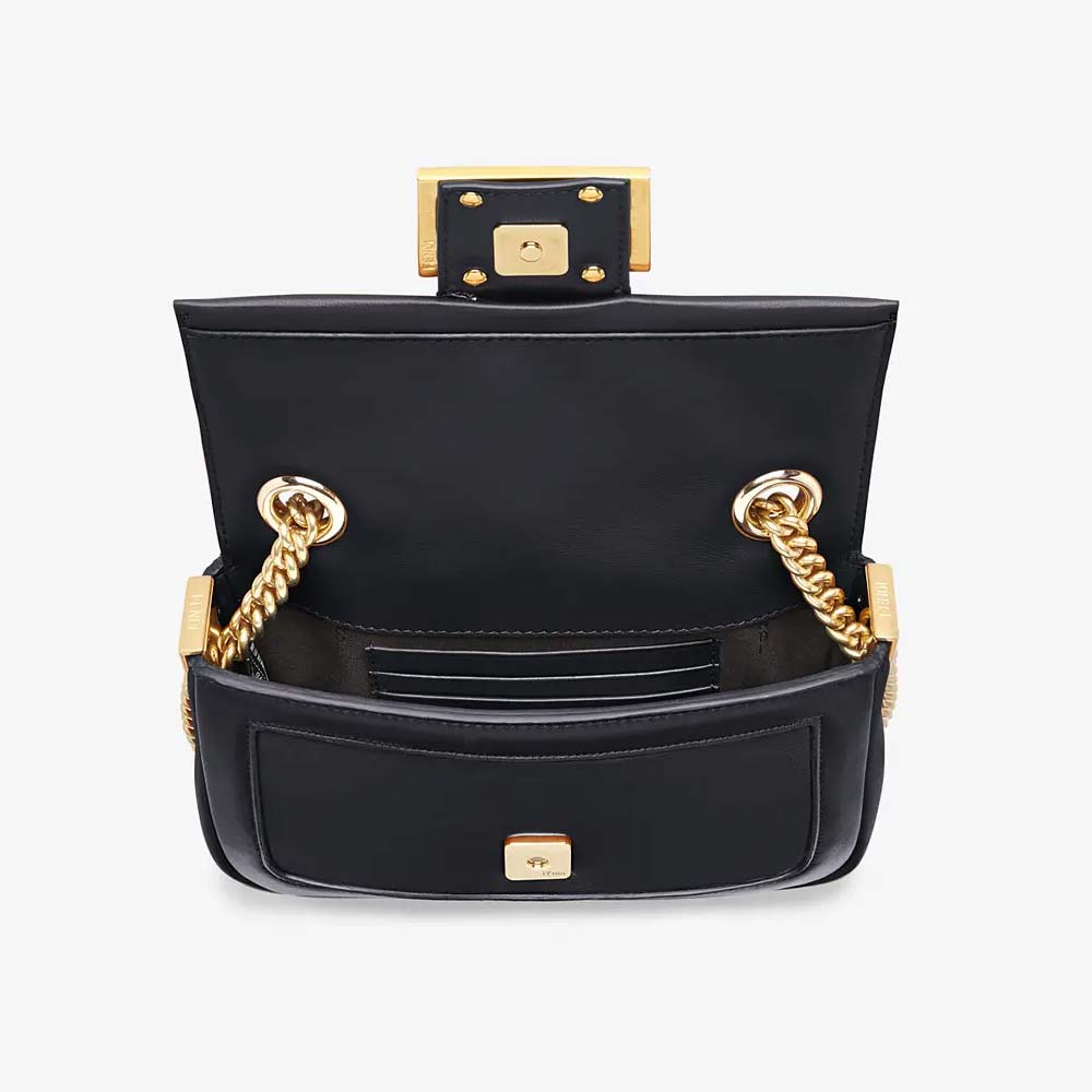 Fendi Mini Baguette Chain Black Nappa Leather Bag - photo 3