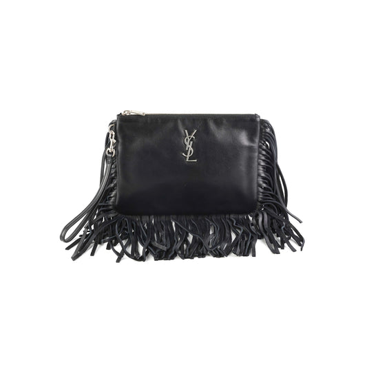 Saint Laurent Fringe Wristlet Pouch Black - photo 1