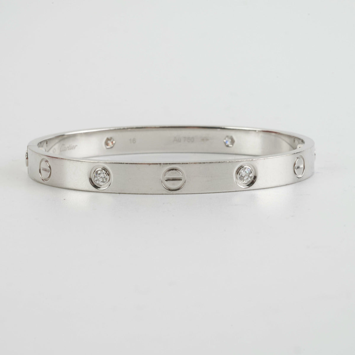 Cartier 4 Diamond White Gold Size 16 Love Bracelet - photo 5