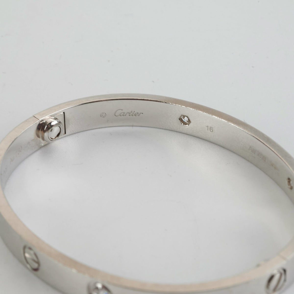 Cartier 4 Diamond White Gold Size 16 Love Bracelet - photo 7