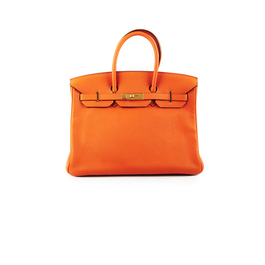 Hermes Birkin 35 Clemence Orange O Square Stamp - photo 1