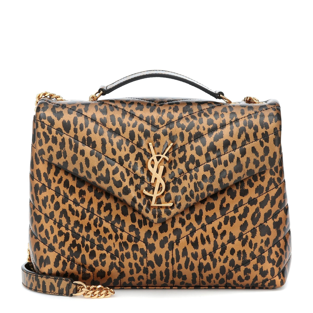 Saint Laurent Monogram Loulou Small Brown Leopard Calfskin Leather Shoulder Bag - image 1