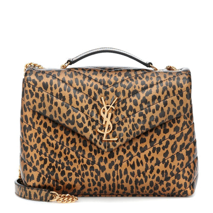 Saint Laurent Monogram Loulou Small Brown Leopard Calfskin Leather Shoulder Bag - image 1