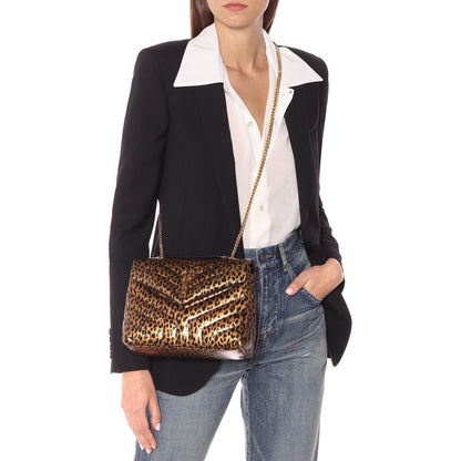 Saint Laurent Monogram Loulou Small Brown Leopard Calfskin Leather Shoulder Bag - image 2