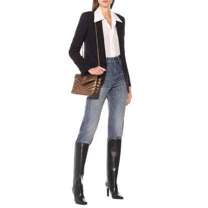 Saint Laurent Monogram Loulou Small Brown Leopard Calfskin Leather Shoulder Bag - image 3