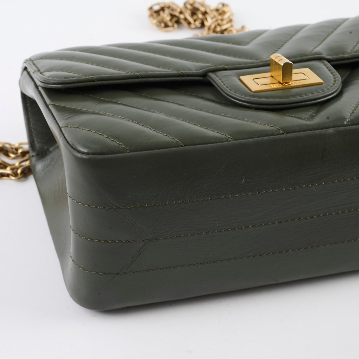 Chanel Mini 2.55 Chevron Reissue Khaki Green Microchipped - photo 10