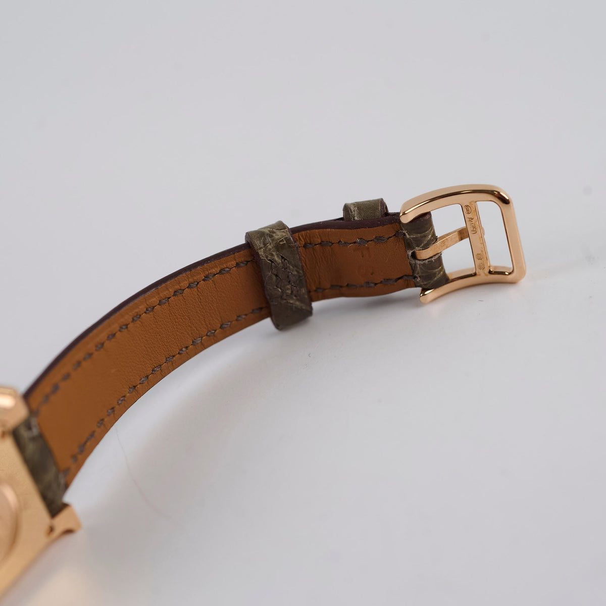 Hermes Heure H 21mm Mini Model Watch Rose Gold with Diamonds (Alligator Strap - Gris Elephant Grey) - photo 10