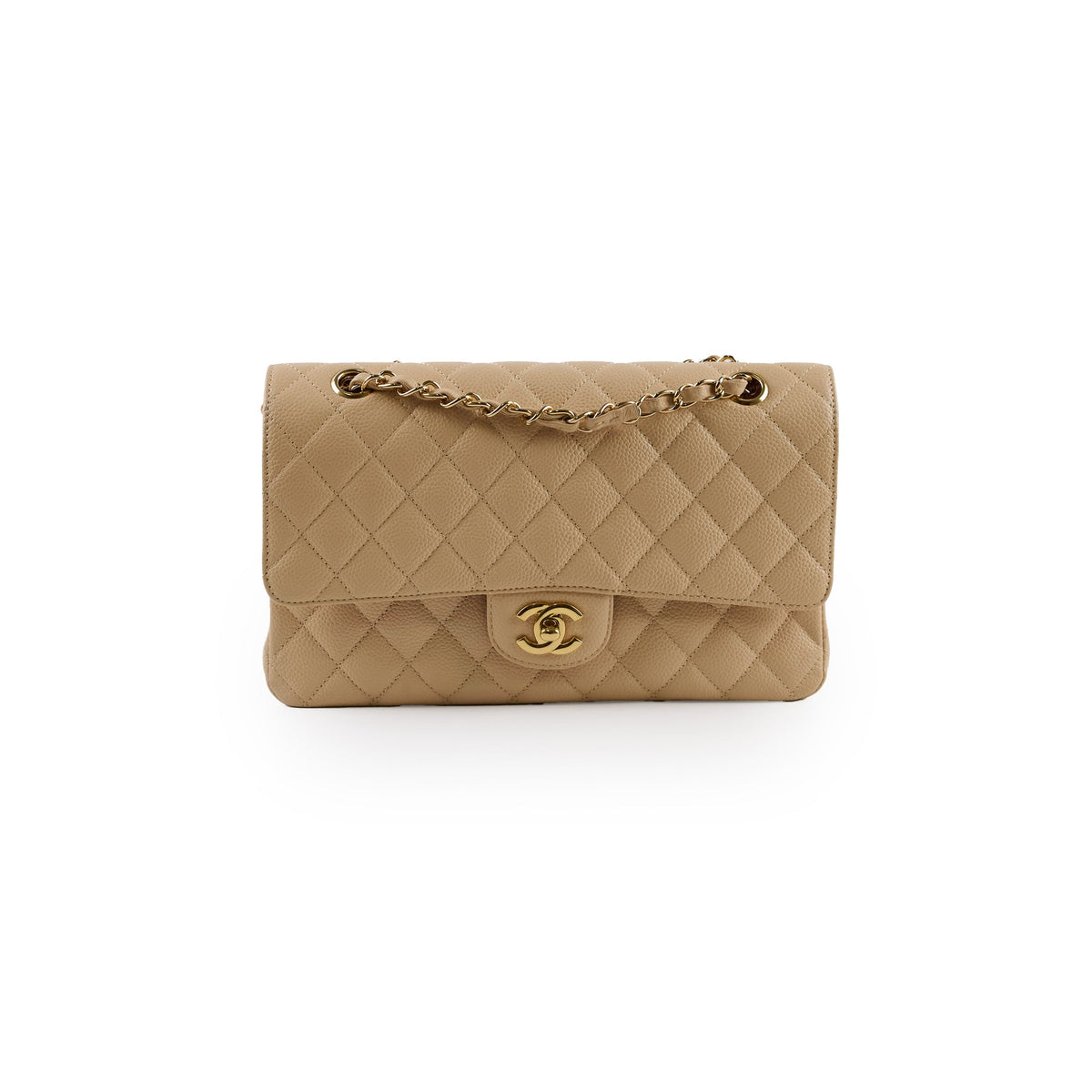 Chanel Caviar Medium/Large Double Classic Flap GHW Beige - photo 1