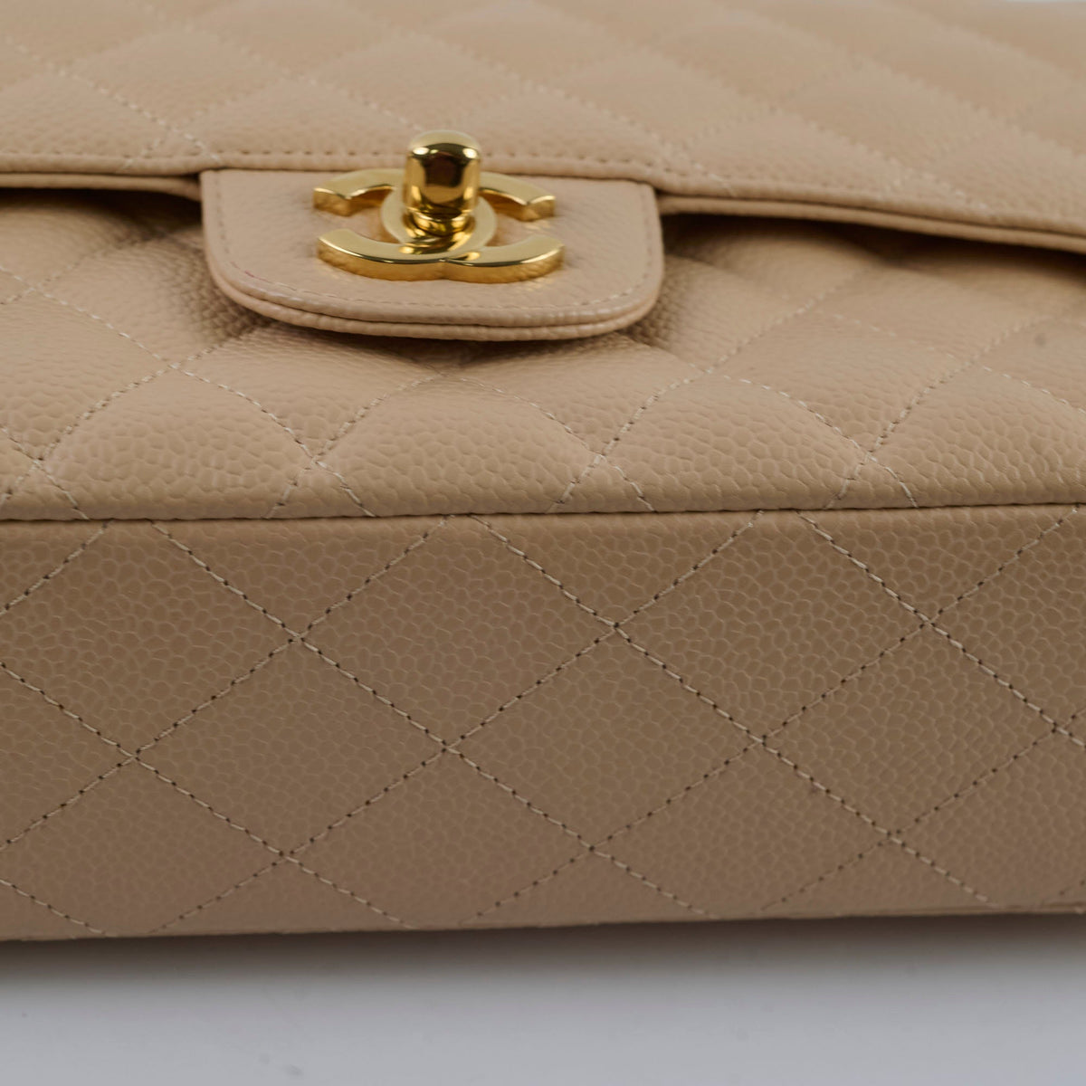 Chanel Caviar Medium/Large Double Classic Flap GHW Beige - photo 14