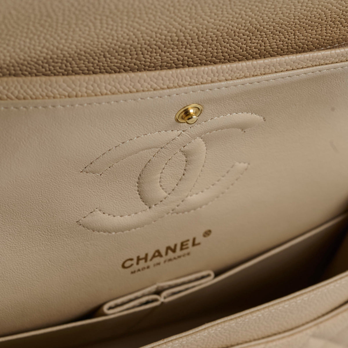 Chanel Caviar Medium/Large Double Classic Flap GHW Beige - photo 7