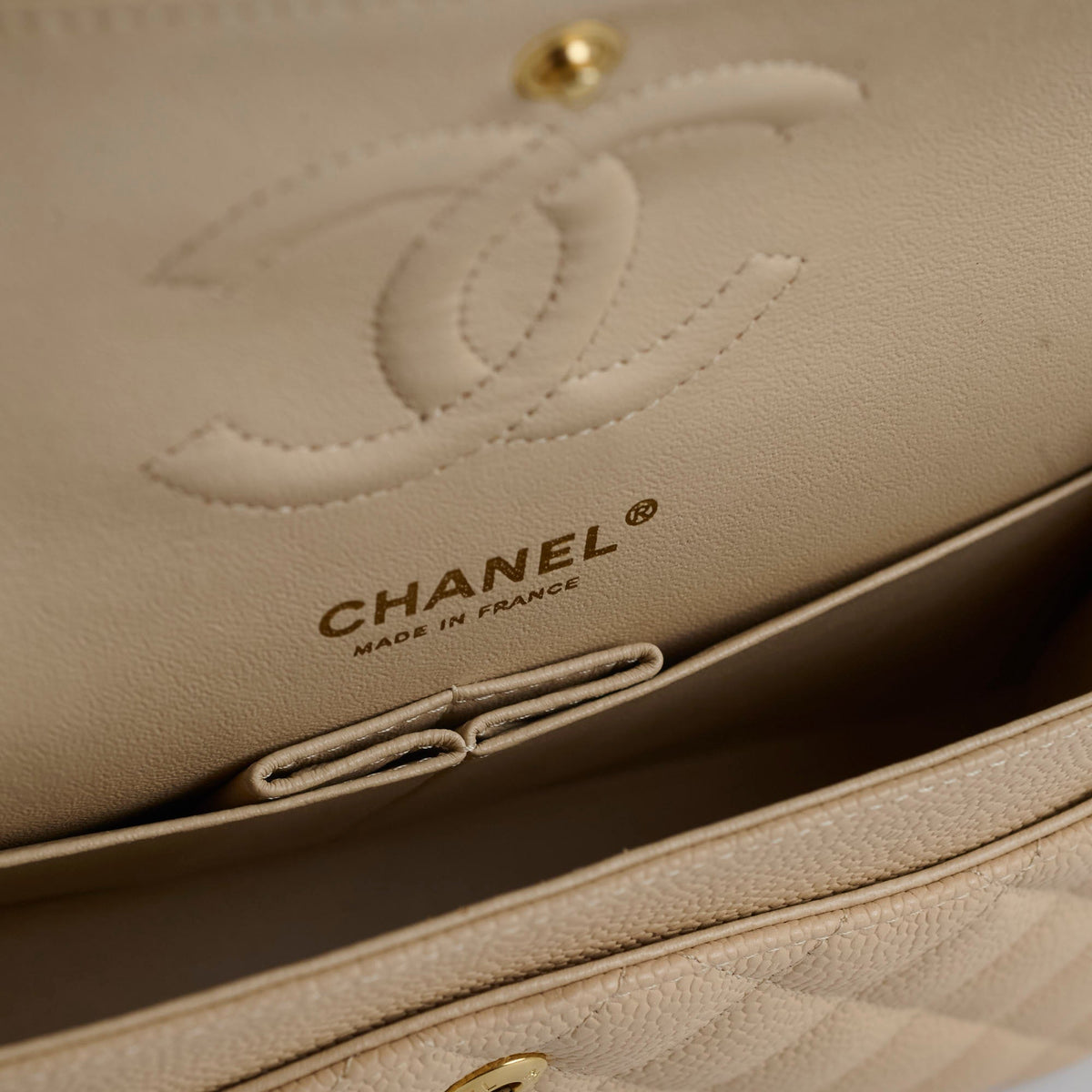 Chanel Caviar Medium/Large Double Classic Flap GHW Beige - photo 6
