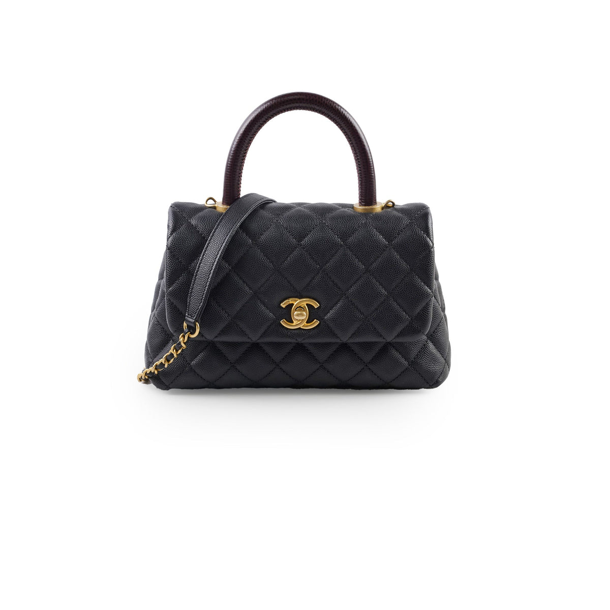 Chanel Caviar Small Coco Handle with Lizard Top Handle Black - photo 1