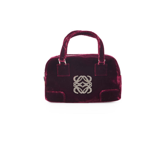 Loewe Mini Amazona Burgundy Velvet with Crystal Anagram - photo 1
