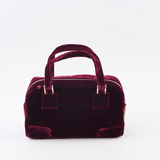 Loewe Mini Amazona Burgundy Velvet with Crystal Anagram - photo 2