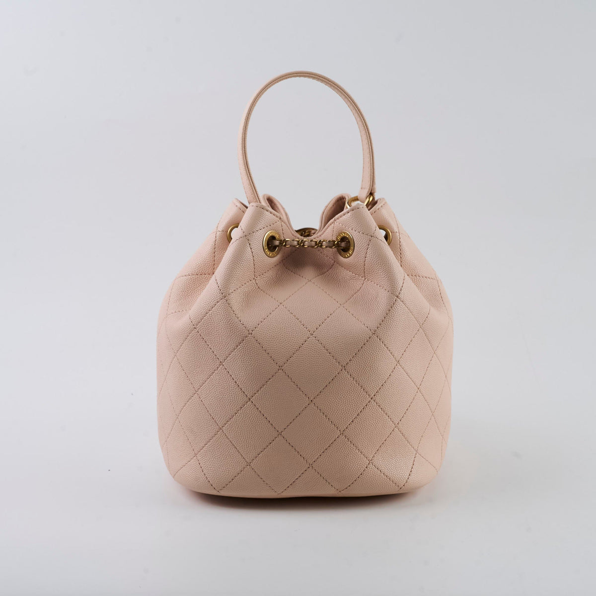 Chanel Caviar Drawstring Bucket Bag Light Pink 2020 - photo 3