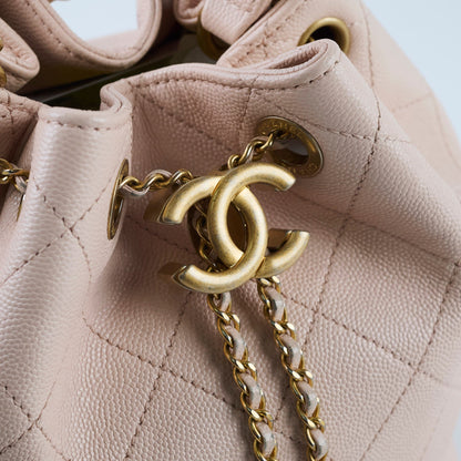 Chanel Caviar Drawstring Bucket Bag Light Pink 2020 - photo 10