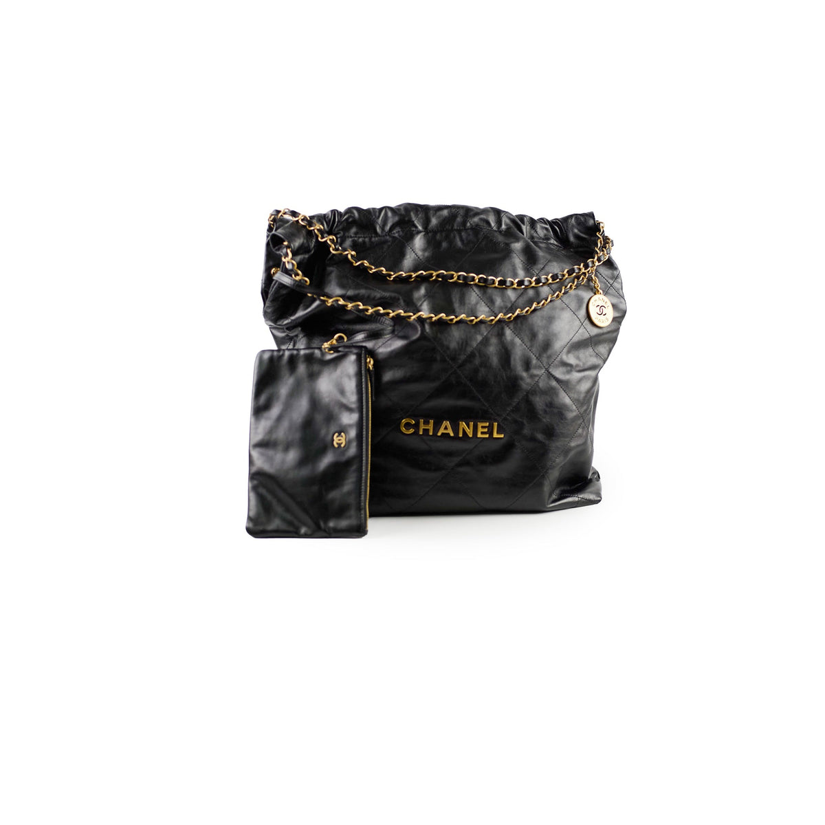 Chanel 22 Calfskin Large GHW Black Microchip - photo 1