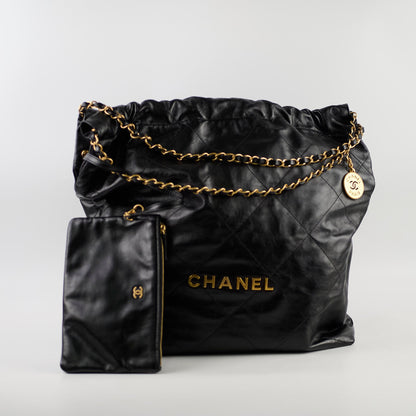 Chanel 22 Calfskin Large GHW Black Microchip - photo 2