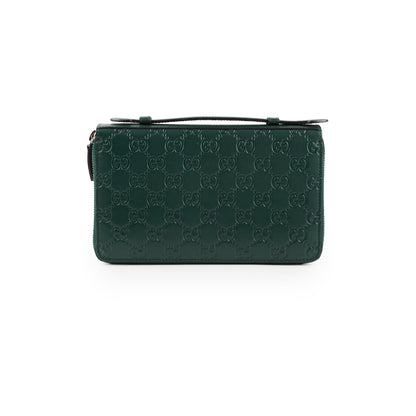 Gucci Guccissima Leather Travel Wallet Green - photo 1