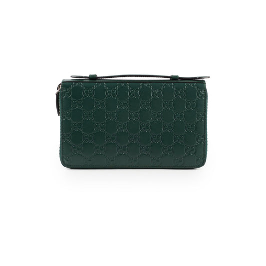 Gucci Guccissima Leather Travel Wallet Green - photo 1