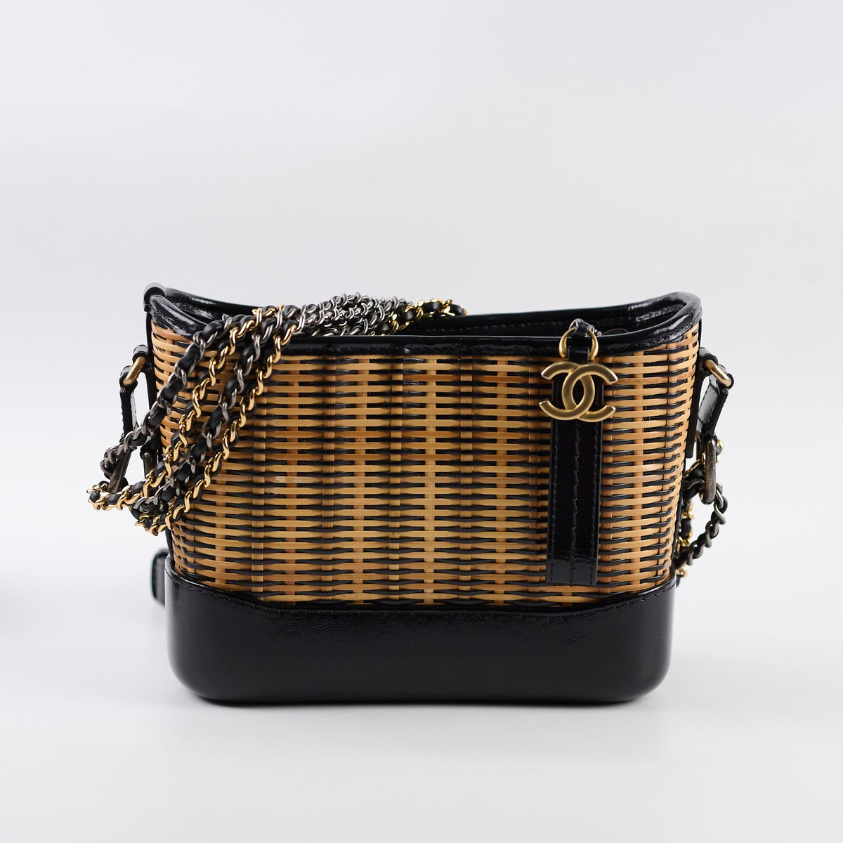 Chanel Small Raffia Gabrielle Bag Black/Brown 2019 - photo 1